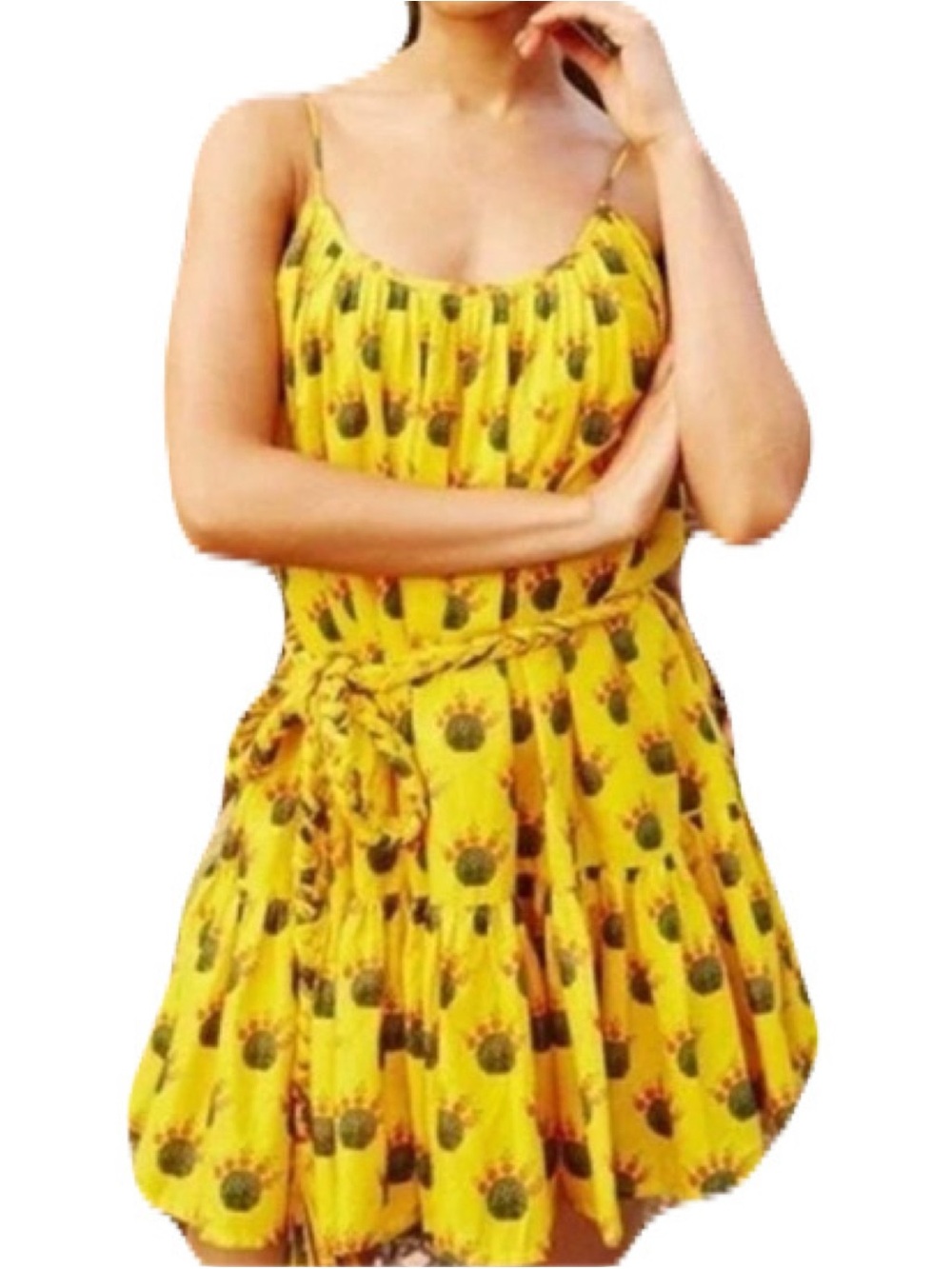 Rhode Resort Women’s Small Nala Cacti Print Balloon Hem Sleeveless Mini Dress
